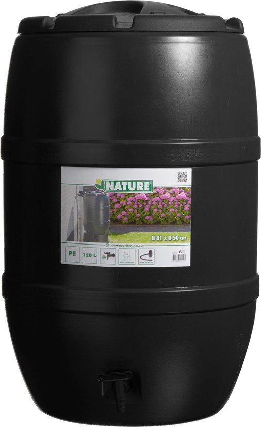 BARIL DE PLUIE EN PLASTIQUE NOIR 120L