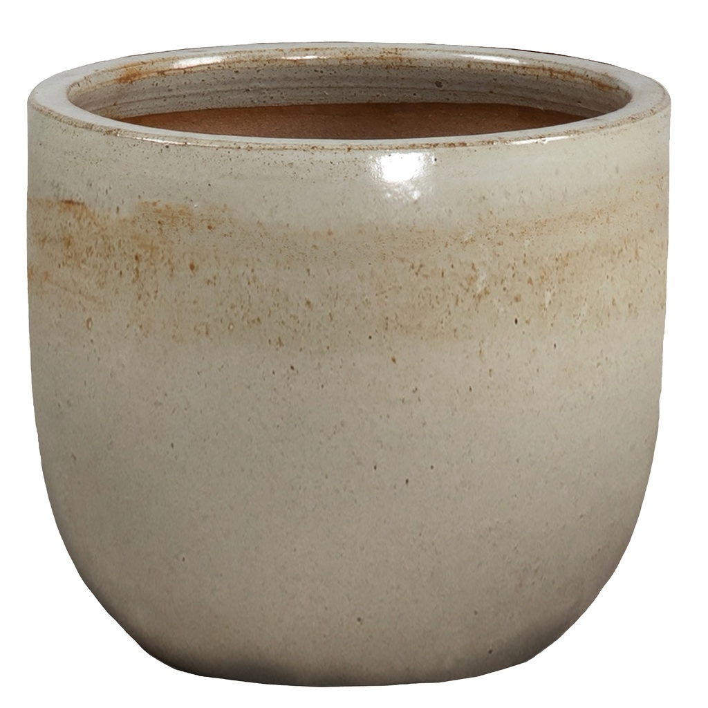 [39GECAW] GLAZED EGGPOT ANWHITE / WHITE (15 x h13cm)