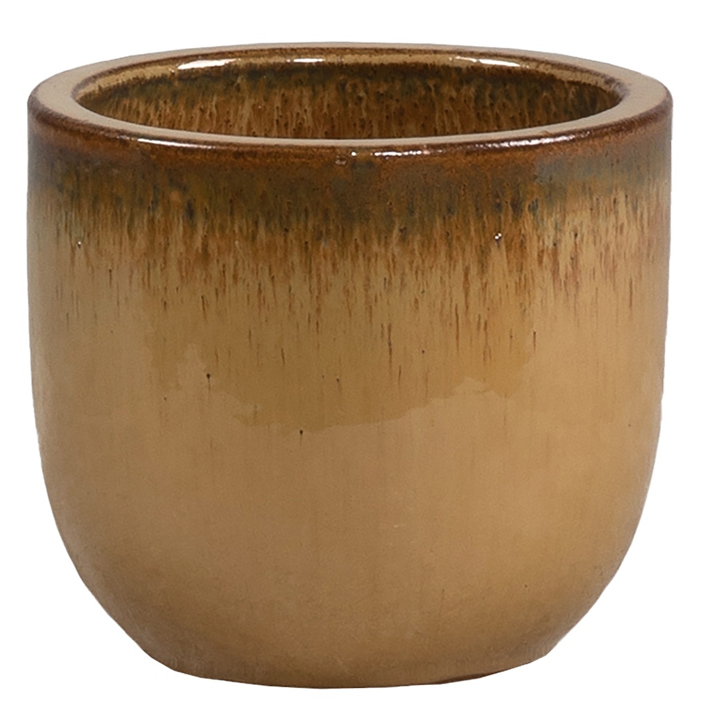 [39GECBE] GLAZED EGGPOT BEIGE (15 x h13cm)