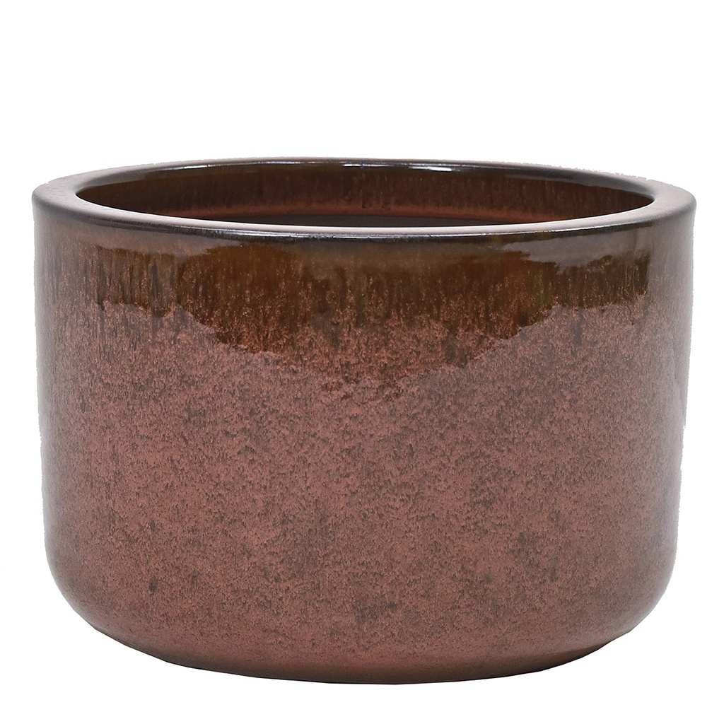 [42CLWRB] GLAZED CYLINDER LOW WILD BERRY RED (37.5 x h25cm)
