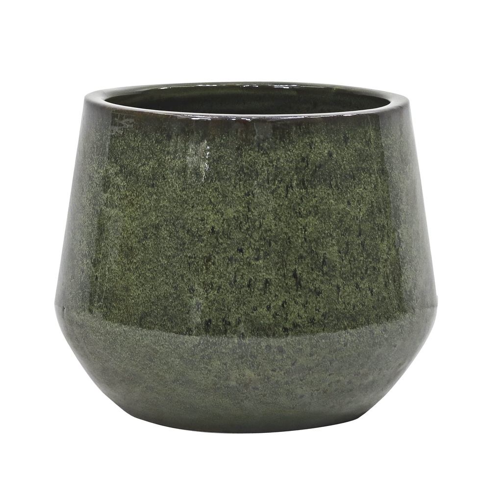 [42CRJGR] GLAZED ROUND POT JUNGLE FOREST GREEN (21 x h17cm)