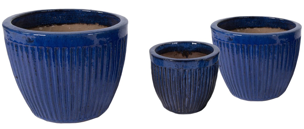 [GLMEPBL] GLAZED MELON EGG POT BLUE (38x30cm)