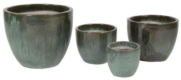 GLAZED EGG POT MOSS GREEN