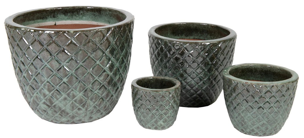 GLAZED EGG POT PINEAPPLE MOSS GREEN