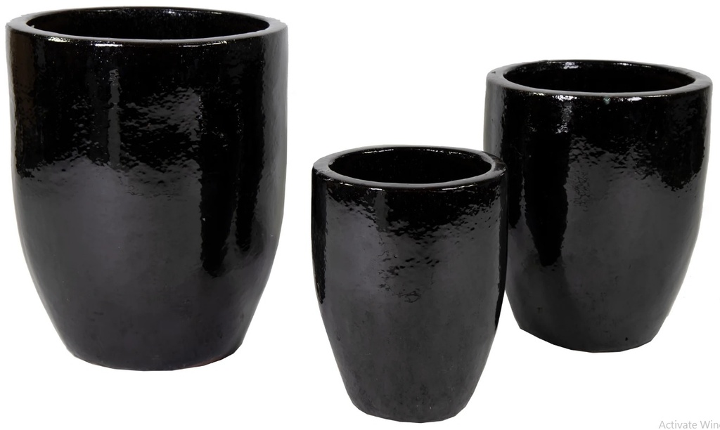 GLAZED EGG VASE SHINY BLACK